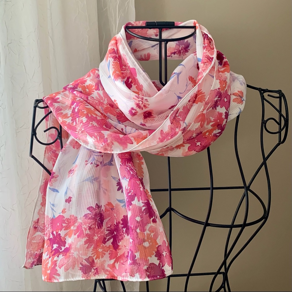 Pink Floral Scarf